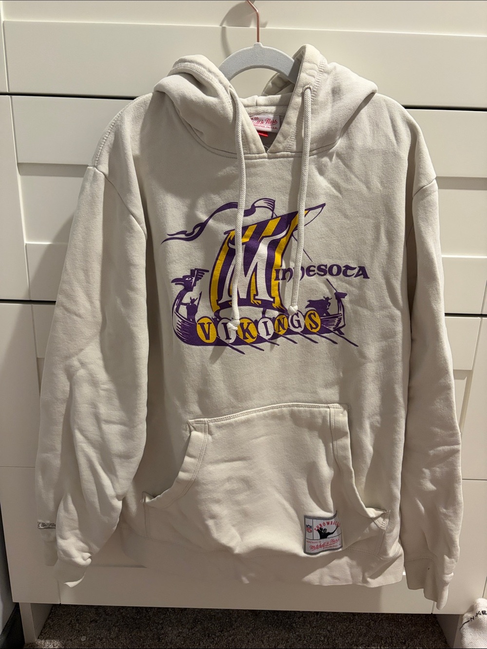 Mitchell & Ness Cream Minnesota Vikings Graphic Hoodie